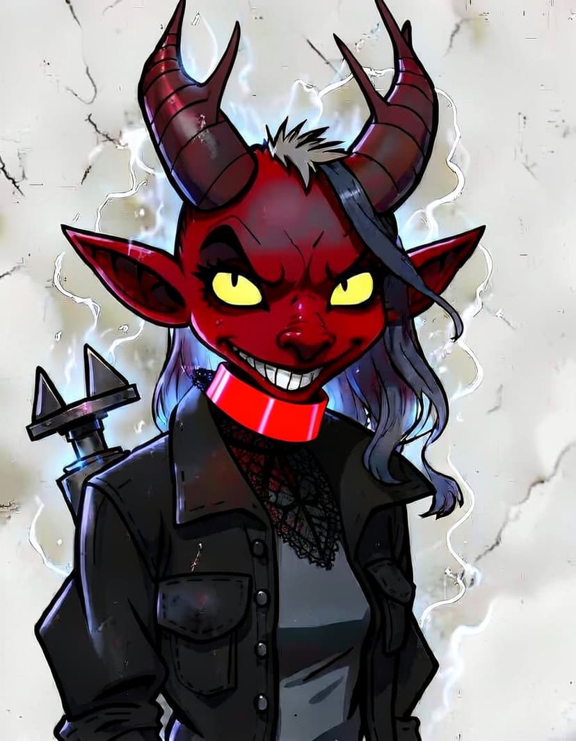 Gothic Ember, a Hazbin Hotel OC made on GenTube