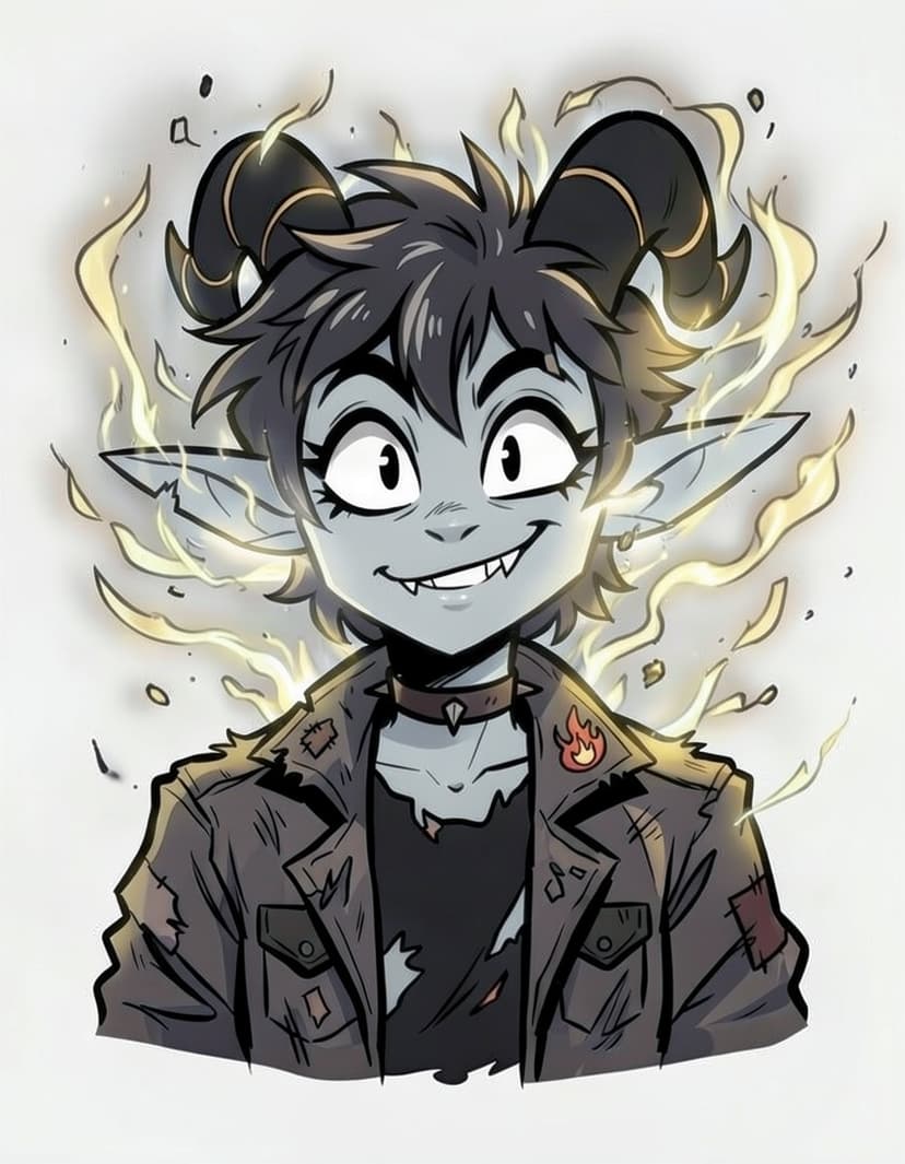 Cinder Grin, a Hazbin Hotel OC made on GenTube