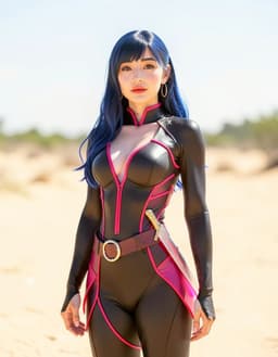Close‑up, full‑body portrait of Luna Stride standing in a bright open space, lit by natural light, with a calm expression and relaxed posture, background cleared of any snakes.