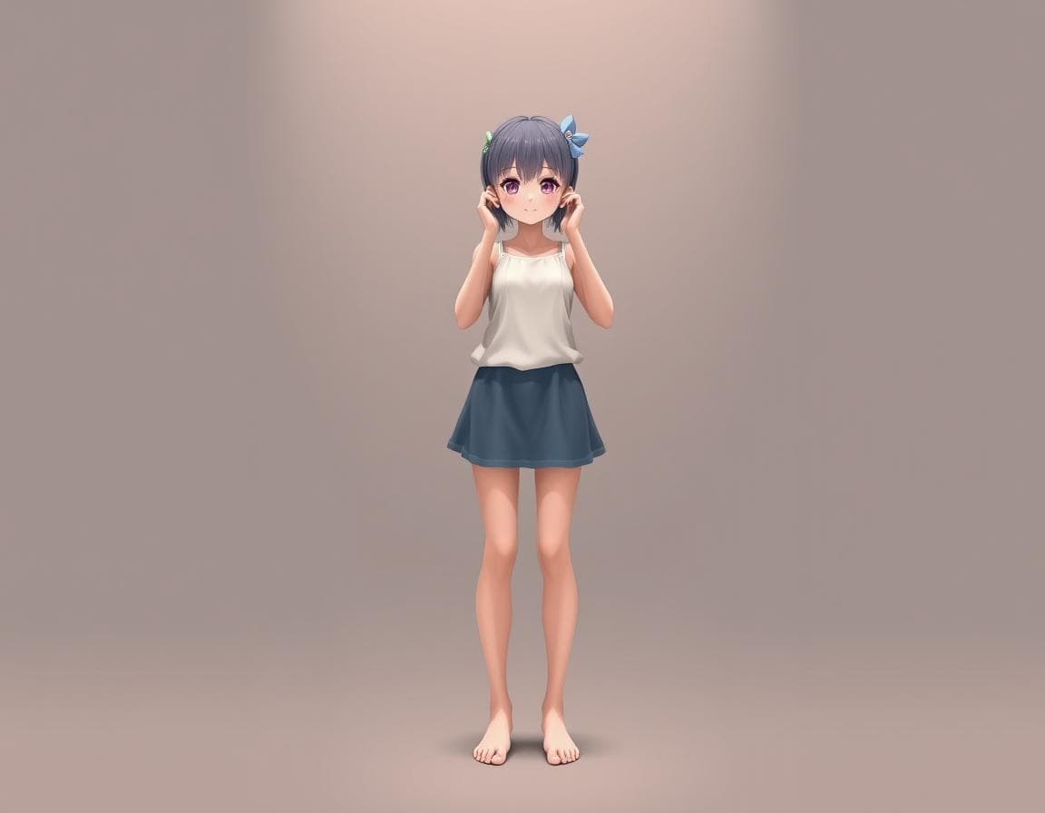 (adorable, beautiful cute, kawaii, anime) ,(realistic, subsurface scattering:1.6), (anime art of woman , ,cute happy symmetrical face:1.2), (masterpiece, 4k, best quality, anime artabsolute masterpiece),(barefoot standing wiwith spreaded legs
