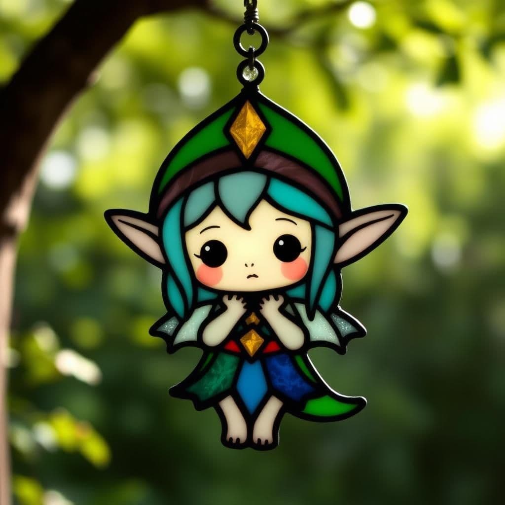 Stained glass chibi elf