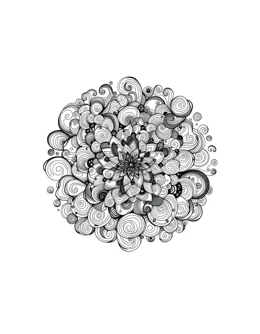 a giant zentangle artwork is isolated in the center of the frame. it is surrounded by vast, empty space. the zentangle has intricate patterns and swirling designs. the style is surreal.
