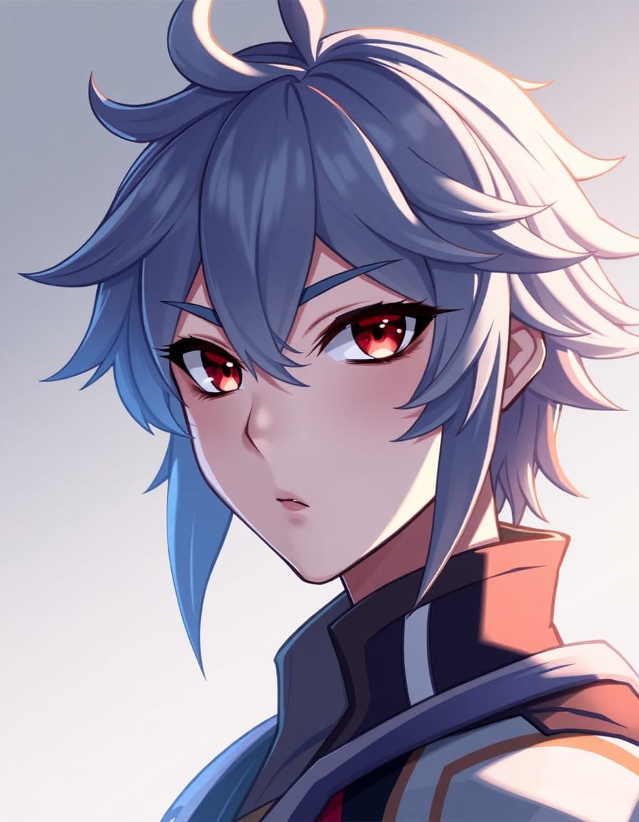 Genshin Impact–inspired original character, close-up portrait, head and shoulders, centered composition, soft background gradient, expressive face, clean background, perfect for avatar, 1:1 aspect ratio