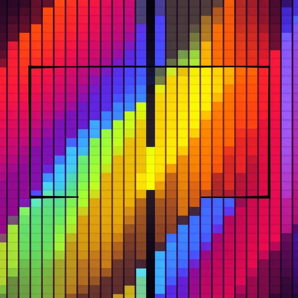 pixel art. screen. randomly colored columns of pixels. game sprites are distorted or misplaced. game is trying to display two screens at the same time.