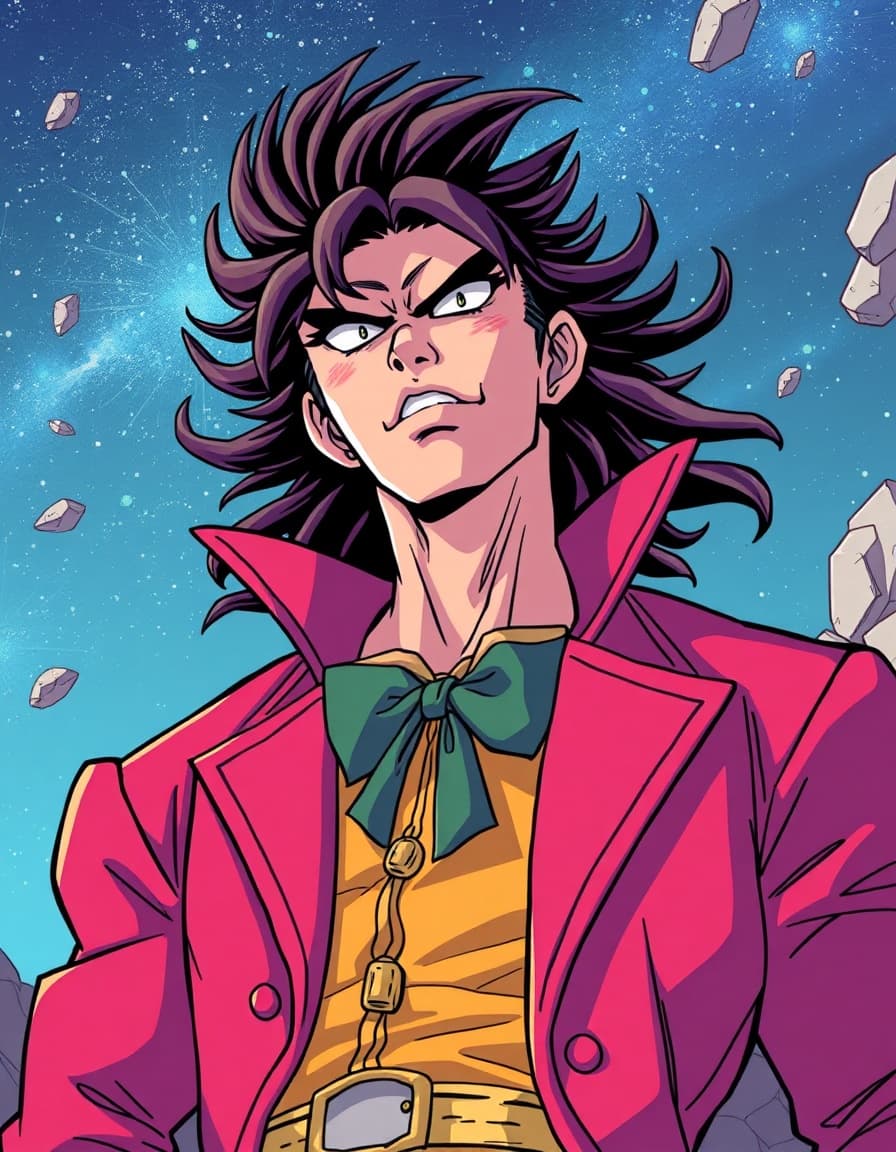 Um desenho  estilo  jojo bizarre adventure  anime 