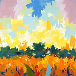 impressionism style with loose, visible brushstrokes layered in quick dabs and swirls, wet‑on‑wet application, edges blurred into one another, shimmering soft atmospheric lighting like fragmented sunlight, vibrant pure colors placed side by side to blend in the eye, surfaces sparkling with broken color, canvas texture showing through, conveying spontaneity, immediacy, and a sense of motion.