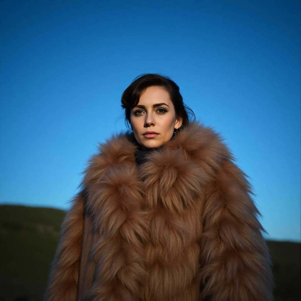 une femme avec un manteau de fourrure