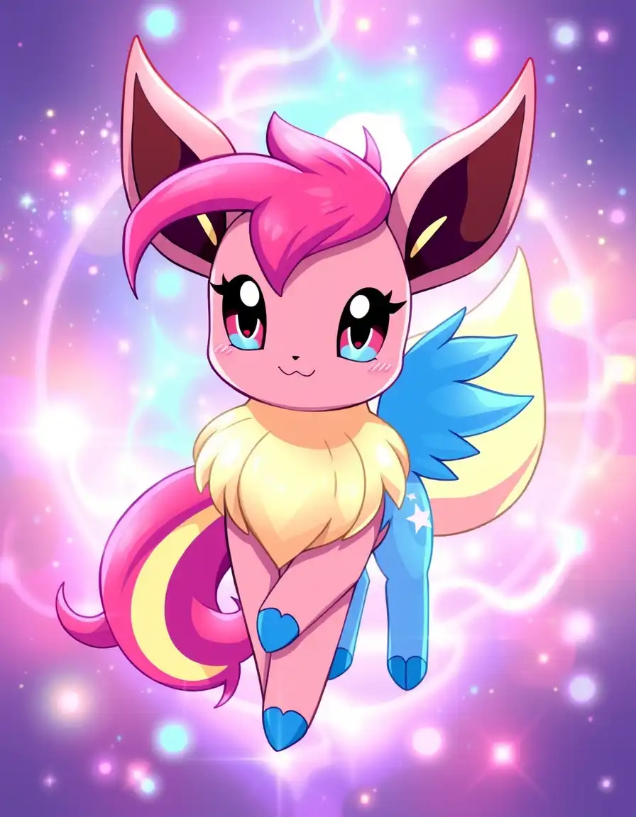 Eevee x Rainbow Dash fusion, fusion of Rainbow Dash and Eevee