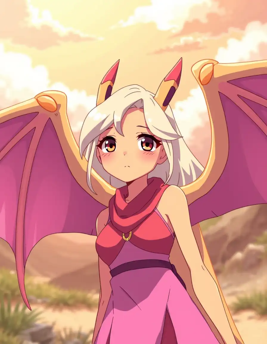 make me an image of sunny the sandwing from wings of fire as an anime girl