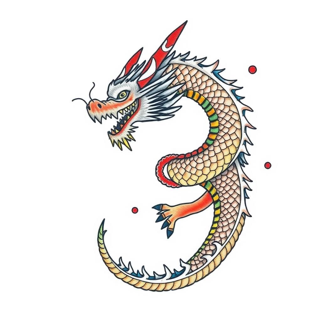 colored dragon tattoo design