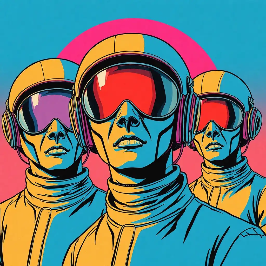 retro futurism humans pop art drawing futuristic