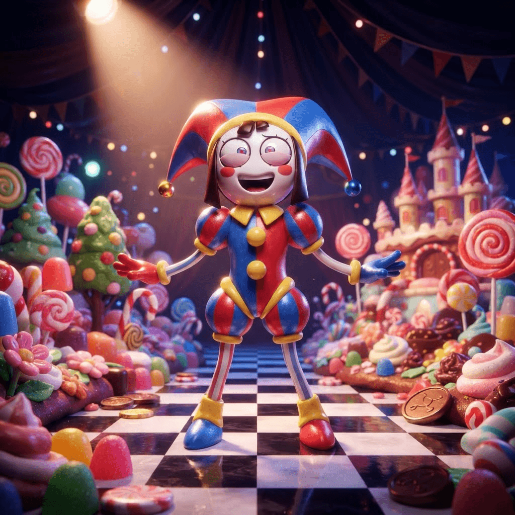 Pomni in the Candy Kingdom, delighted