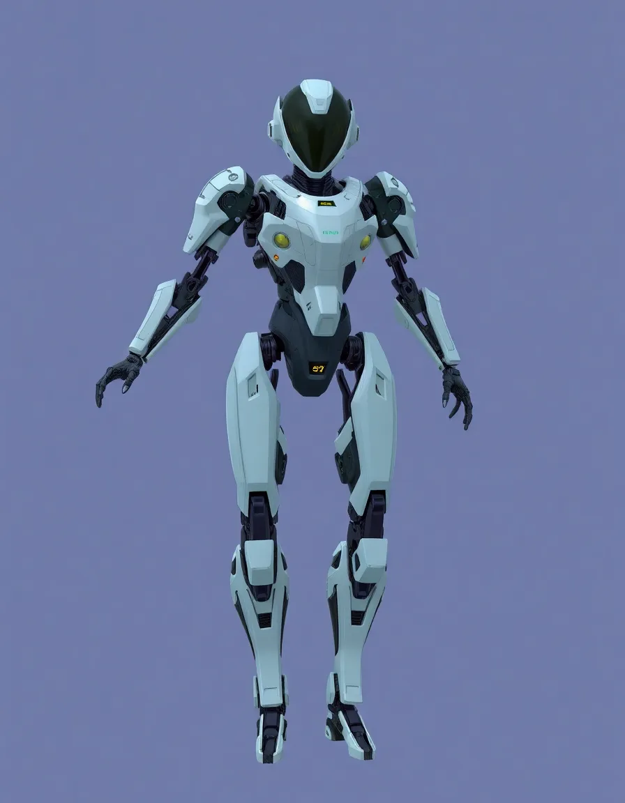 Robot Design Futuristic Android: Robot design for a futuristic android, mechanical and humanoid form. Sci-fi and technological.