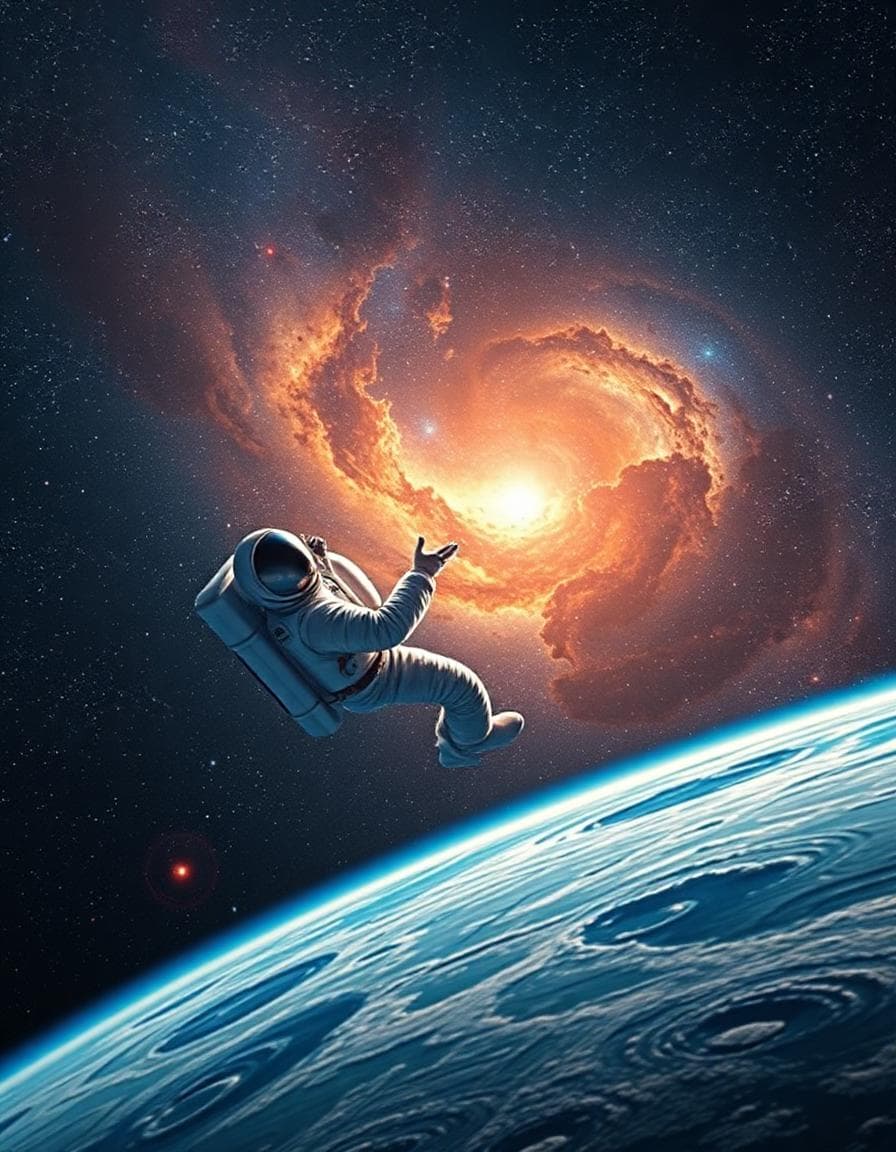 Man in Space. Austronaut, and Galaxy,