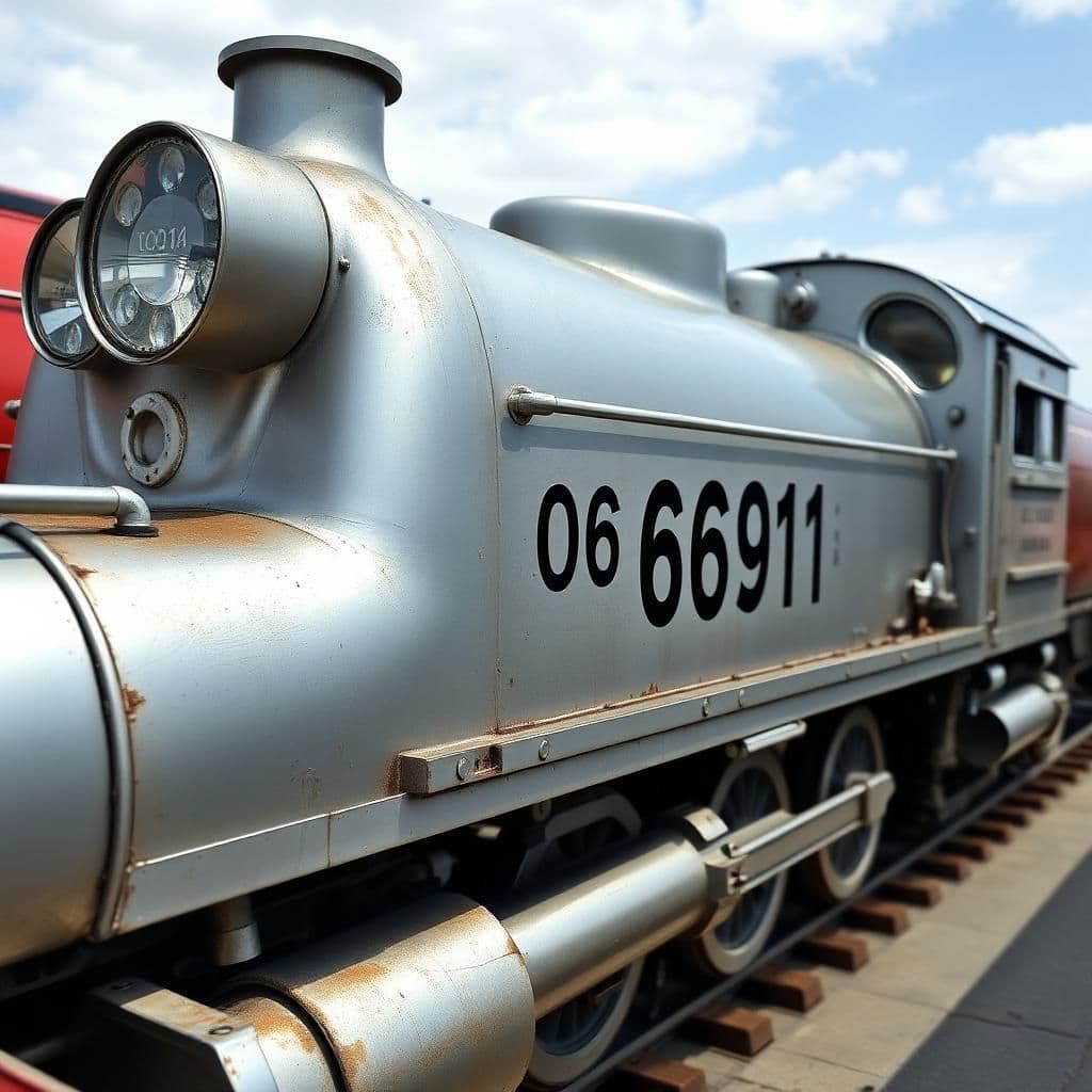 a brand new silver tank engine with a number on it. the number is 200691: with the first three digits removed, just showing 691.