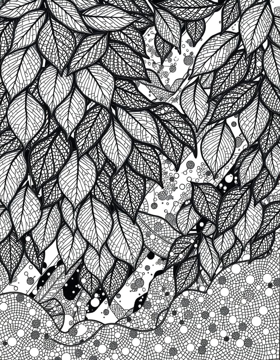 a zentangle artwork featuring dappled sunlight filtering through leaves, arranged in a dynamic diagonal composition that conveys a sense of movement and energy, while maintaining a tranquil atmosphere.