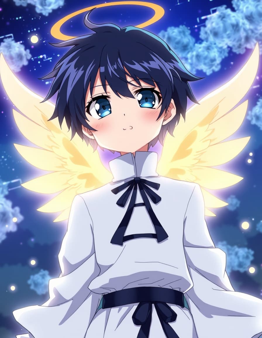 You can create an image of an anime angel boy in the style of Seven Deadly Sins .