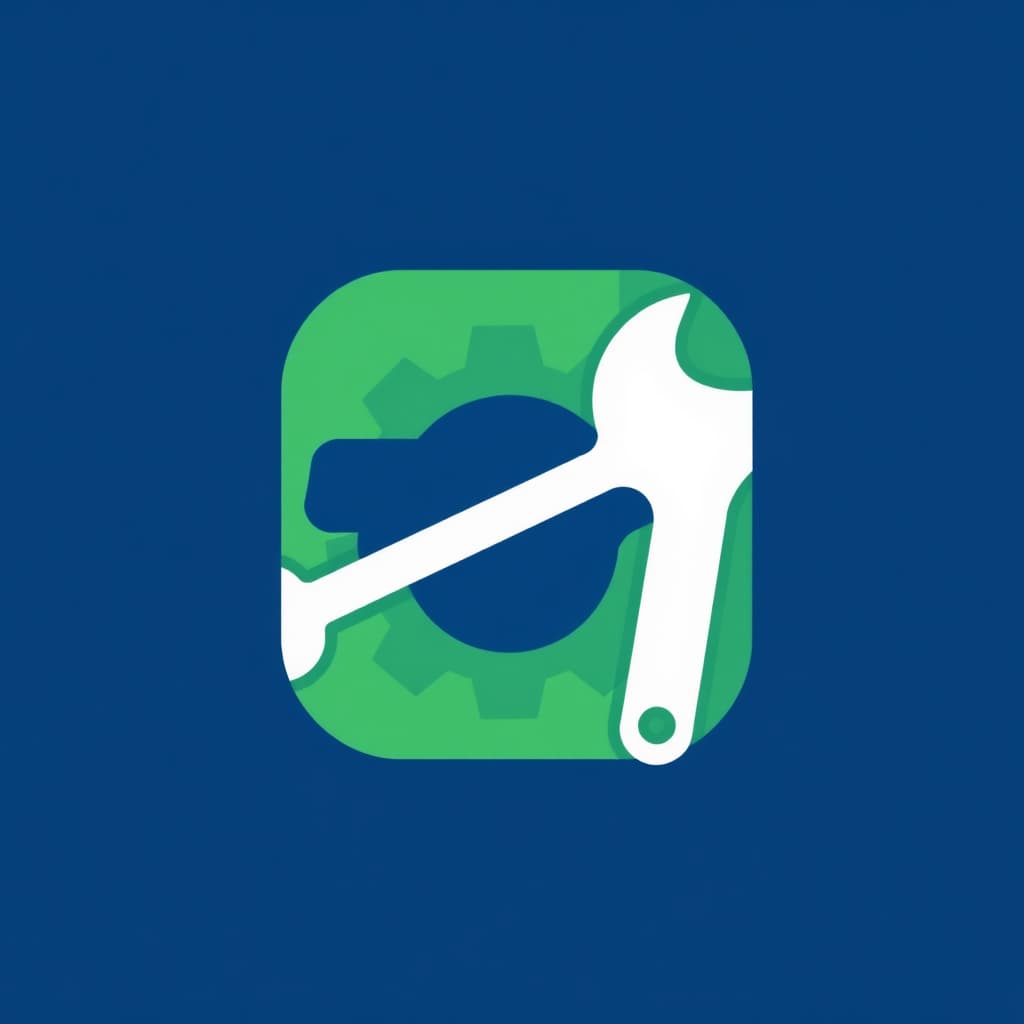 Design a minimal app icon logo for "ToolsBudy".
Use a simple tool symbol (wrench, gear, toolbox) with a friendly buddy feel.
Flat vector style, rounded edges, modern SaaS look.
Optimized for mobile app icon and website favicon.
Blue and green color palette.