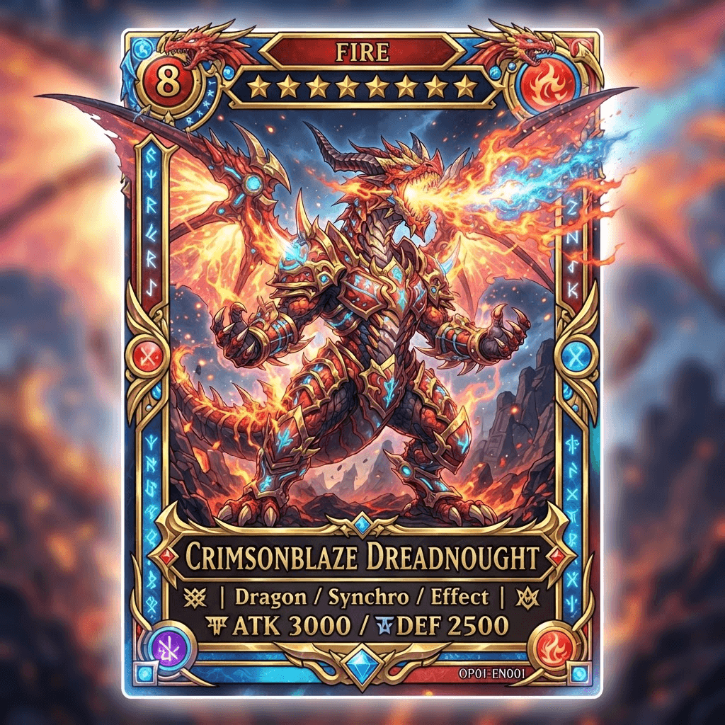 duel monster trading card character, spiky-haired anime duelist summoning a glowing holographic dragon creature, dramatic dueling arena, vivid shonen anime style