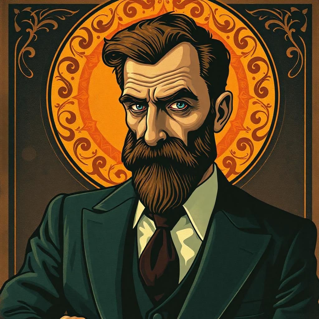 art nouveau poster. orc business man