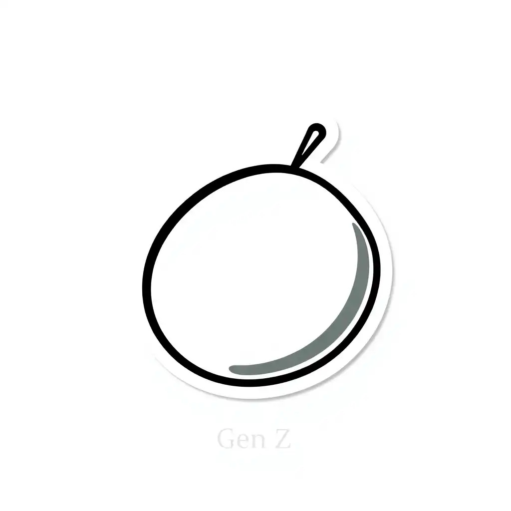 Minimal simple object
Clean vector / doodle style
White background
Thick white outline (sticker ready)
Small lowercase text (Gen Z tone)
Slight shadow for depth,