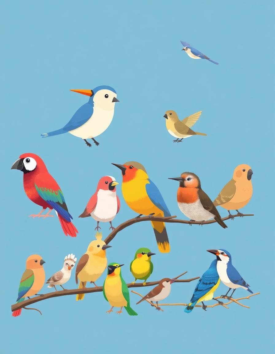 Generate 24 separate Ghibli-style anime illustrations, each featuring a different colorful and cute bird species. Every bird should be shown in full body with bright, vivid feathers and a whimsical, magical design. The atmosphere of each image should be soft, charming, and fantasy-inspired, like scenes from a Studio Ghibli film. Each bird should appear alone in its own unique natural or dreamy setting. The 24 birds are: parrot, blue jay, toucan, hummingbird, puffin, snowy owl, flamingo, cockatiel, kingfisher, barn owl, peacock, robin, canary, dove, crane, macaw, cardinal, swallow, nightingale, pheasant, quail, lyrebird, hornbill, and goldfinch.”
ถ้า