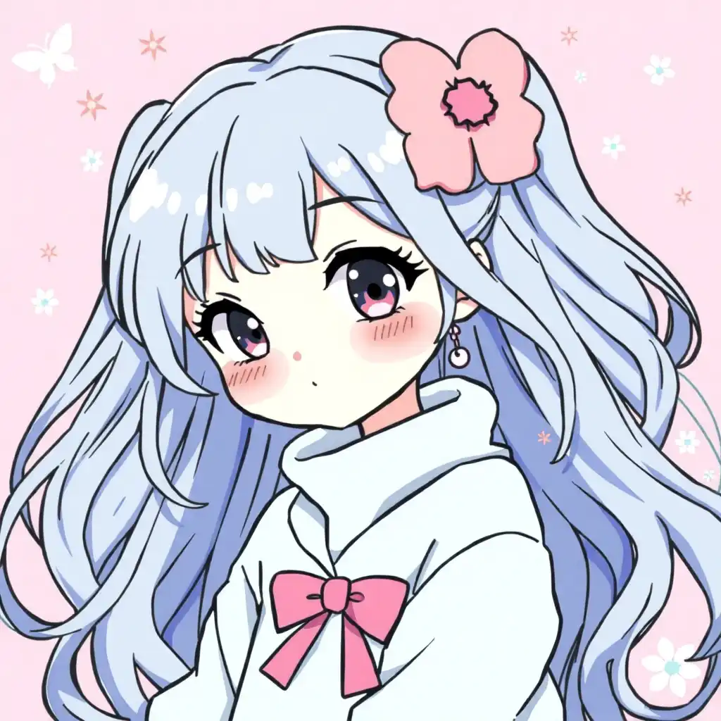 cute anime style for coloring book girl