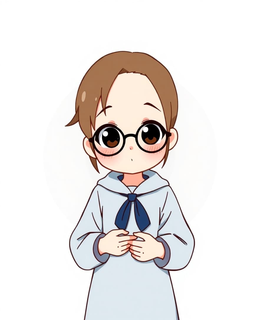 "create an original anime girl character from spy x family in a minimalist flat vector style, emphasizing simple shapes and bold lines to convey her wholesome, shy, and kind-hearted personality, with a focus on capturing the cuteness and vulnerability of her character through subtle expressions and gentle gestures."