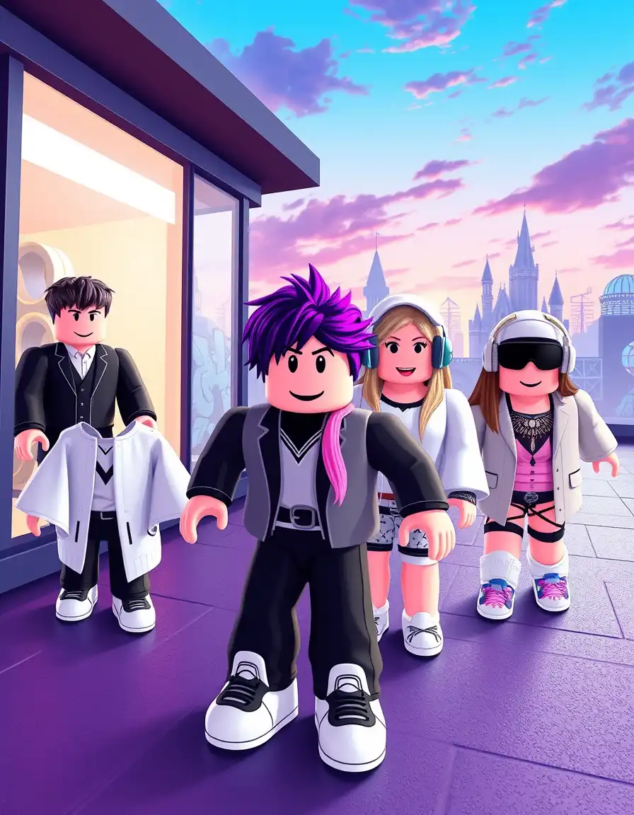 CHARACTERS 151–175 (AESTHETIC / SOCIAL / LIFESTYLE)
Roblox avatar, luxury influencer, designer outfit, private jet runway
Roblox avatar, nightlife king, black suit, VIP club
Roblox avatar, pastel dreamer, soft pastel outfit, dreamy sky world
Roblox avatar, goth royalty, elegant black outfit, gothic castle
Roblox avatar, streetwear icon, oversized hoodie, graffiti alley
Roblox avatar, minimalist aesthetic, clean white outfit, modern studio
Roblox avatar, tech influencer, futuristic outfit, neon workspace
Roblox avatar, luxury car collector, stylish outfit, supercar garage
Roblox avatar, fashion designer, creative outfit, fashion studio
Roblox avatar, social media star, trendy clothes, ring light studio
Roblox avatar, beach influencer, summer outfit, tropical island
Roblox avatar, cozy gamer, hoodie and headset, bedroom setup
Roblox avatar, city commuter, casual outfit, subway station
Roblox avatar, café artist, painter outfit, aesthetic coffee shop
Roblox avatar, music producer, studio outfit, recording booth
Roblox avatar, dancer performer, stage outfit, spotlight stage
Roblox avatar, runway model, luxury dress, fashion runway
Roblox avatar, urban explorer, street outfit, abandoned building
Roblox avatar, vintage aesthetic, retro outfit, old city street
Roblox avatar, luxury traveler, stylish outfit, airport lounge
Roblox avatar, rooftop chill avatar, casual outfit, sunset skyline
Roblox avatar, street photographer, camera gear, city street
Roblox avatar, skateboard pro, streetwear, skate park tricks
Roblox avatar, nightlife DJ, headphones, neon club booth
Roblox avatar, festival attendee, colorful outfit, music festival