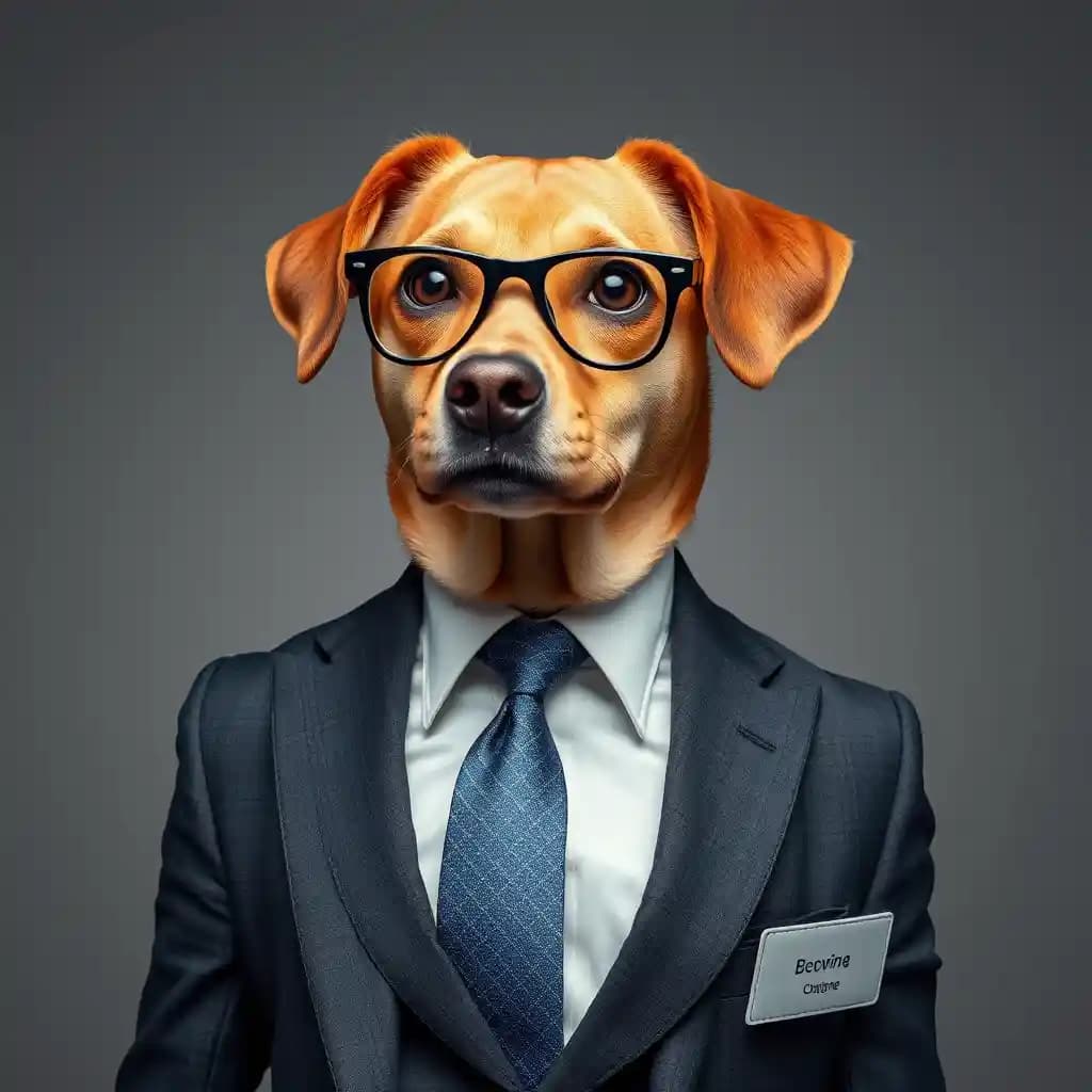 dog in a business suit
