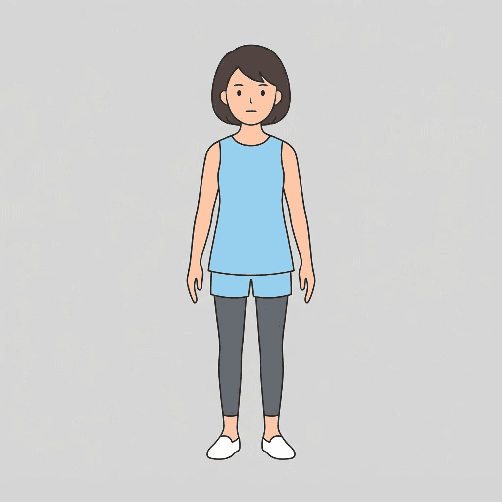 a clean female character base pose, flat colors, minimal detail, drawing base style