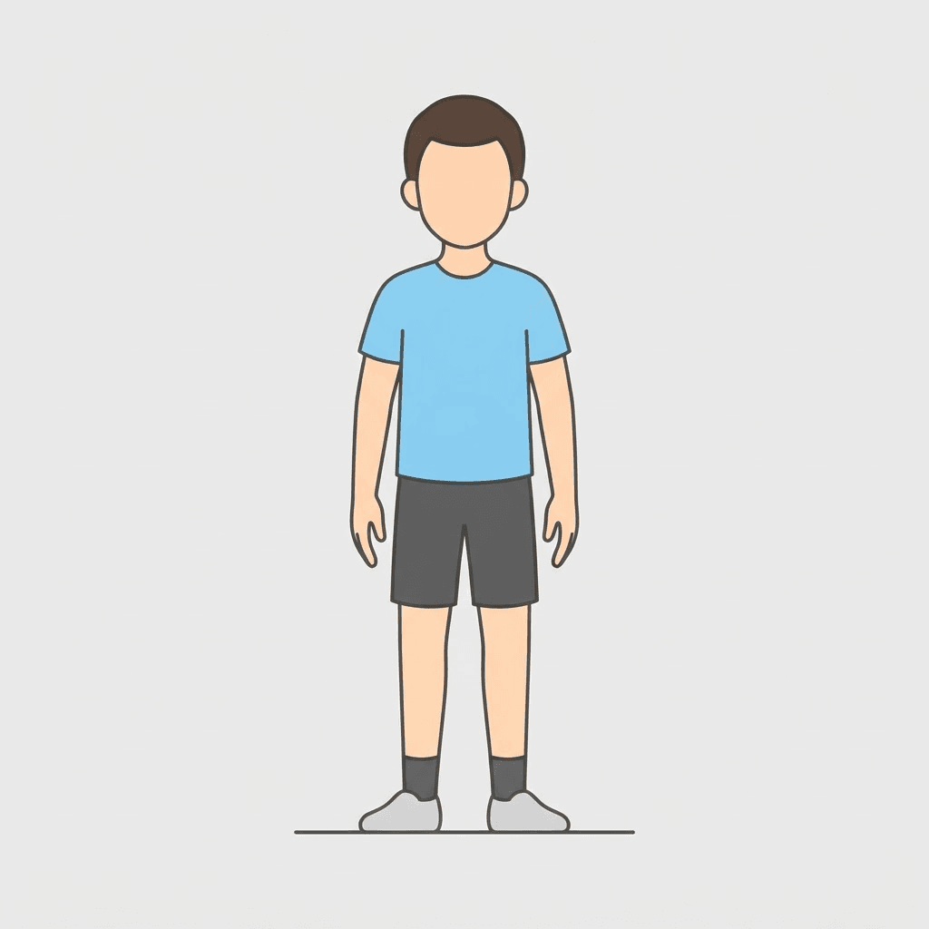 a clean simple character base pose, flat colors, minimal detail, drawing base style