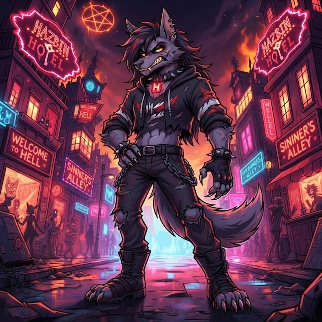 Hellhound — a kind of Hazbin Hotel character, painted on GenTube